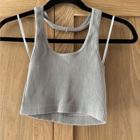 PacSun Light Gray Ribbed Halter Bralette - Picture 3 of 4
